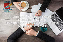 Предприниматели Республики Алтай получили поддержку на сумму 9,86 млн рублей